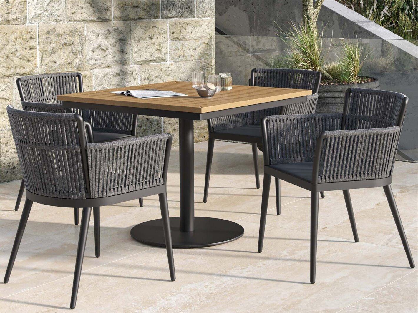 Oxford Garden Nette Aluminum Carbon 5 Piece Outdoor Patio Dining Set
