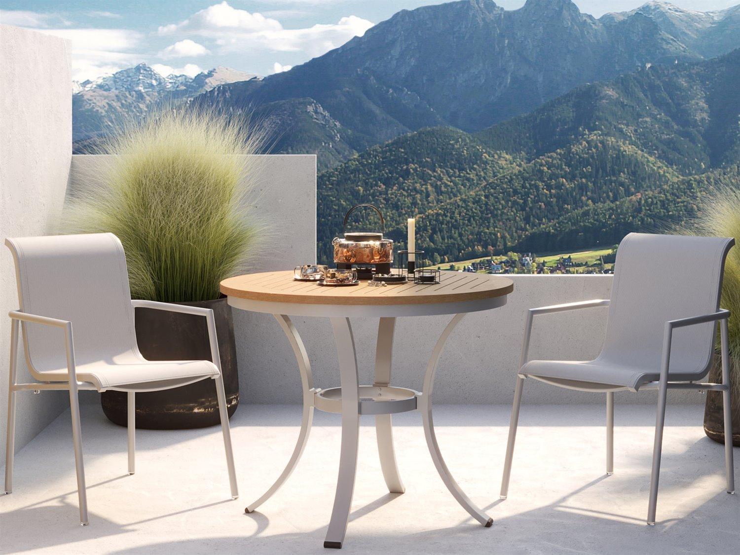 Oxford Garden Orso Aluminum Flint 3 Piece Patio Dining Set with Fog Sling