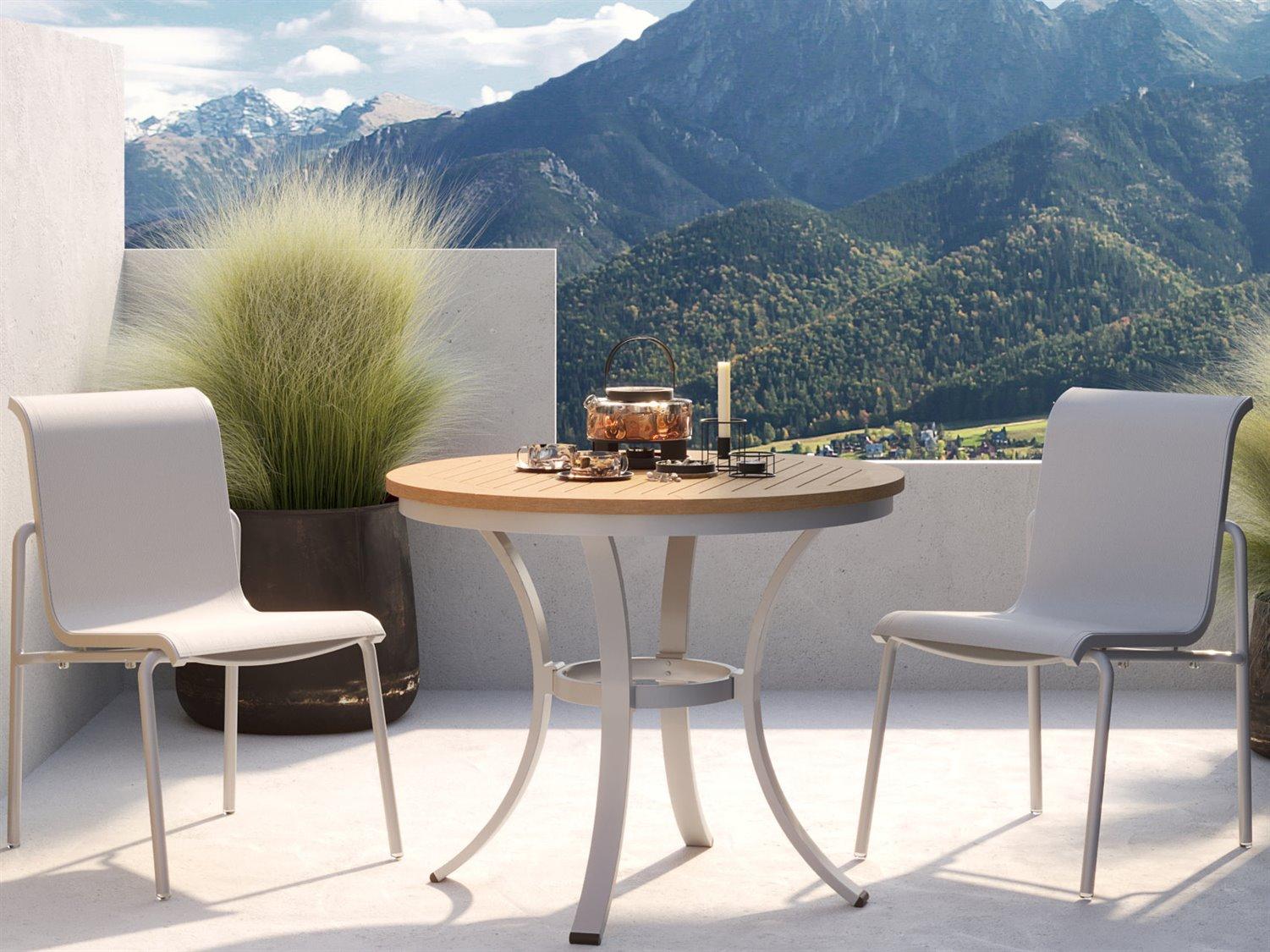 Oxford Garden Orso Aluminum Flint 3 Piece Bistro Set with Fog Sling