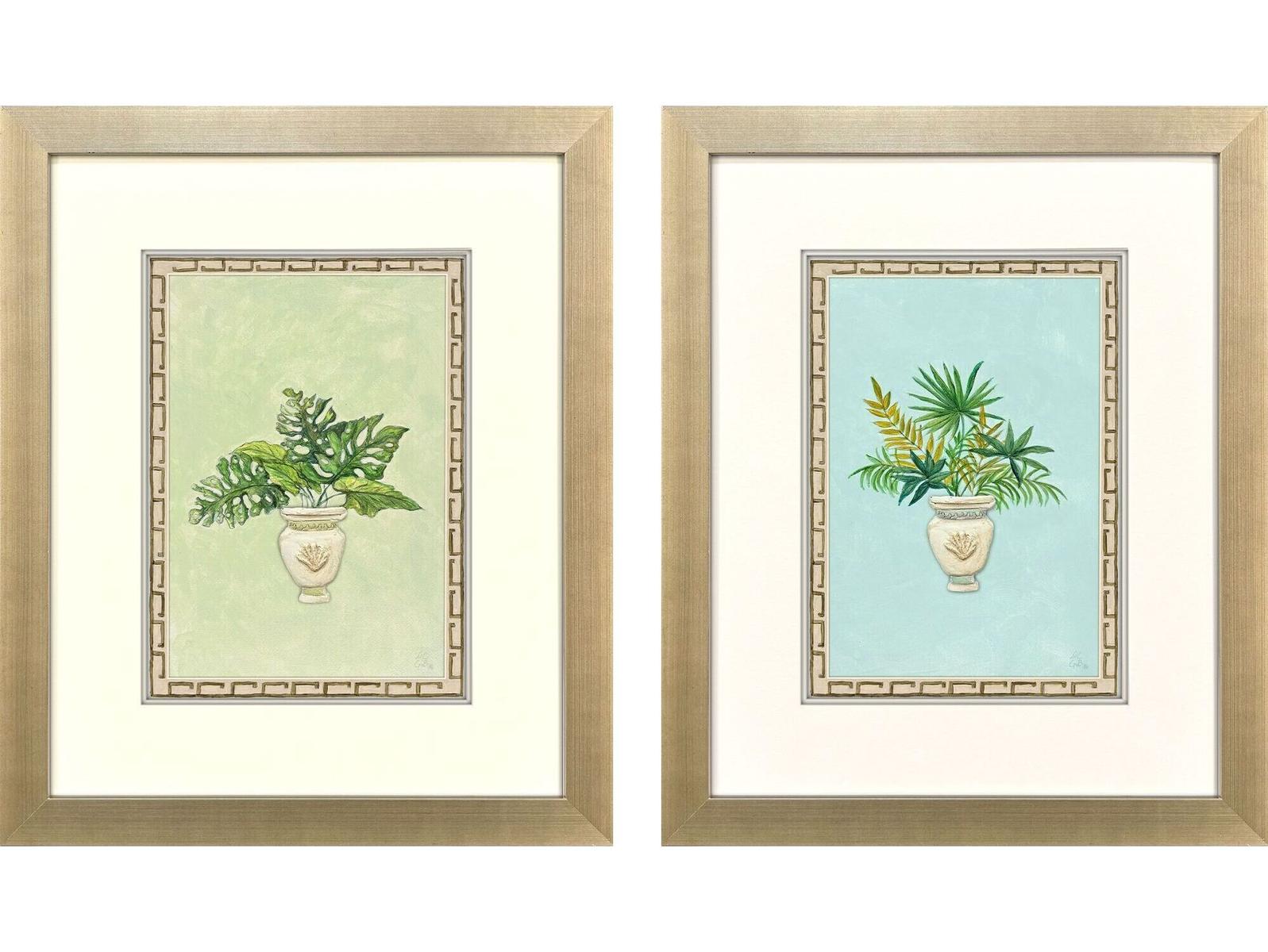 Paragon Grecian Vase Palm II Framed Art - Set of 2