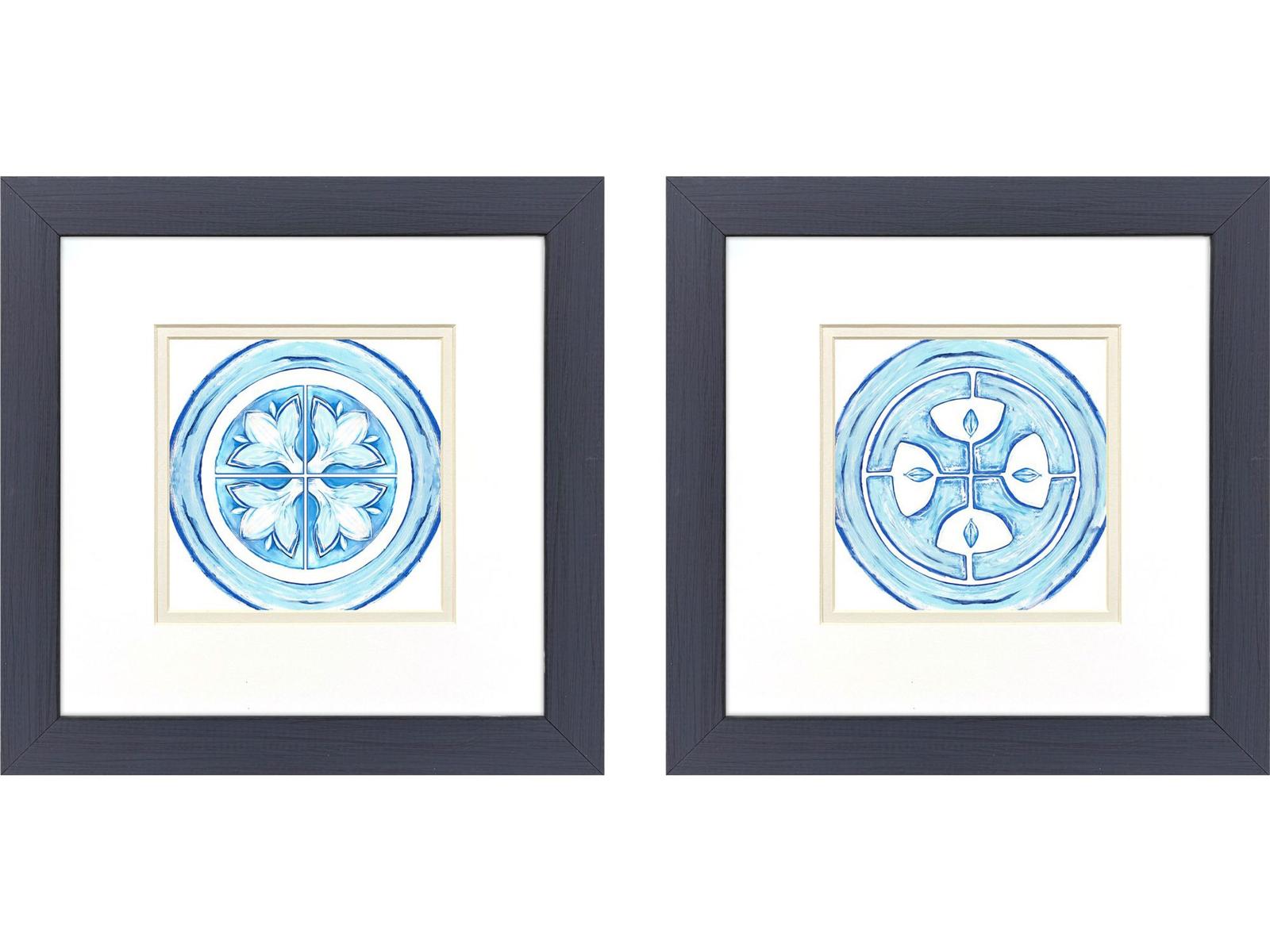 Paragon Blue Textiles I Framed Art - Set of 2