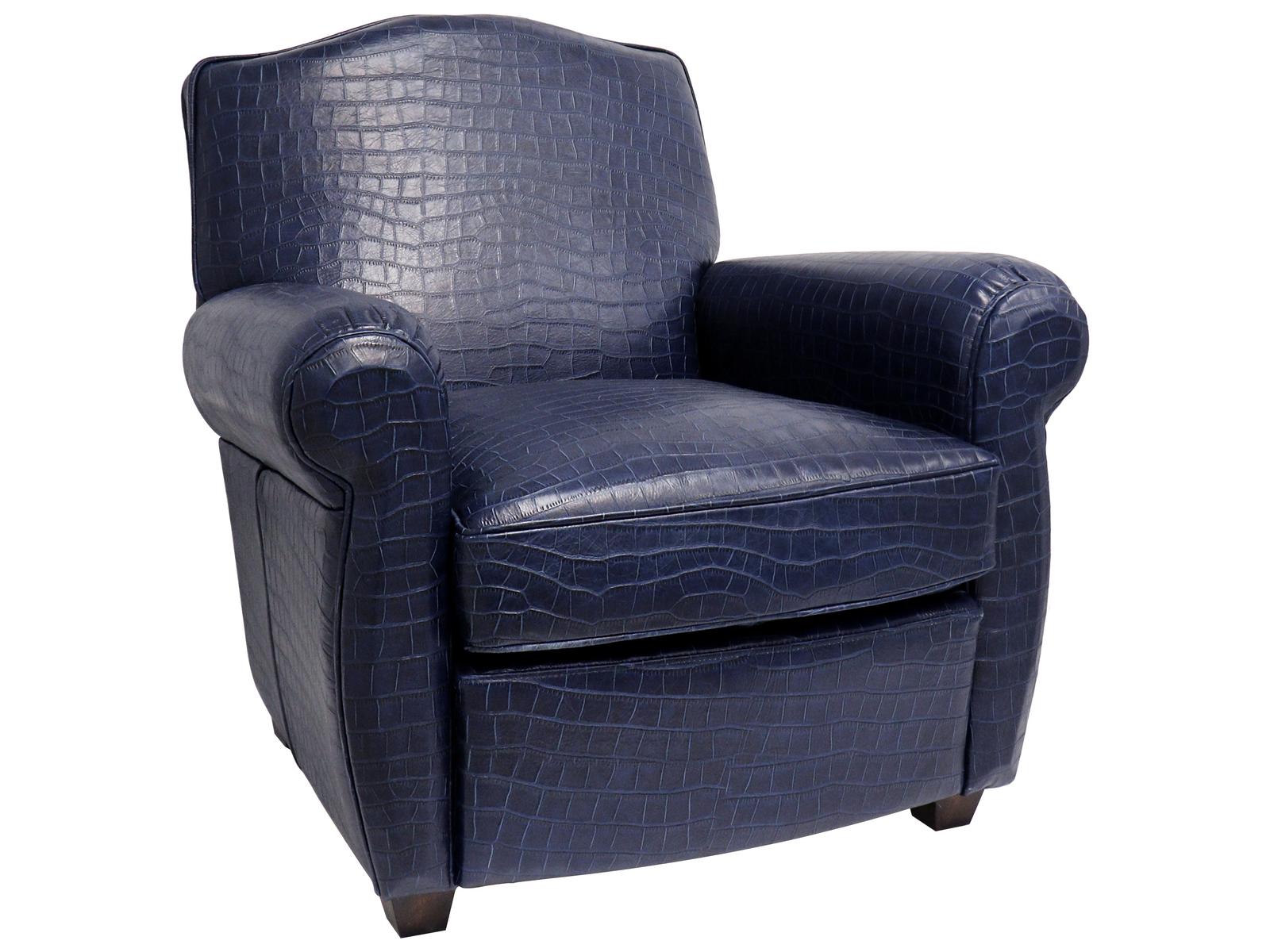 Pasargad Home Vicenza Palermo Blue Leather Accent Chair