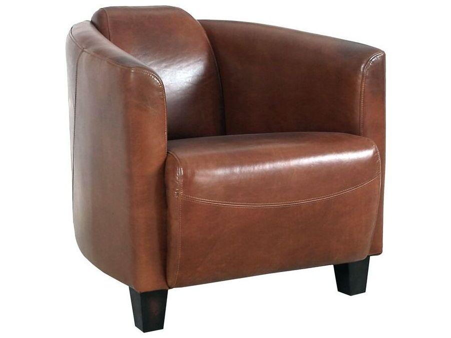 Pasargad Home Vicenza Madison Brown Leather Accent Chair