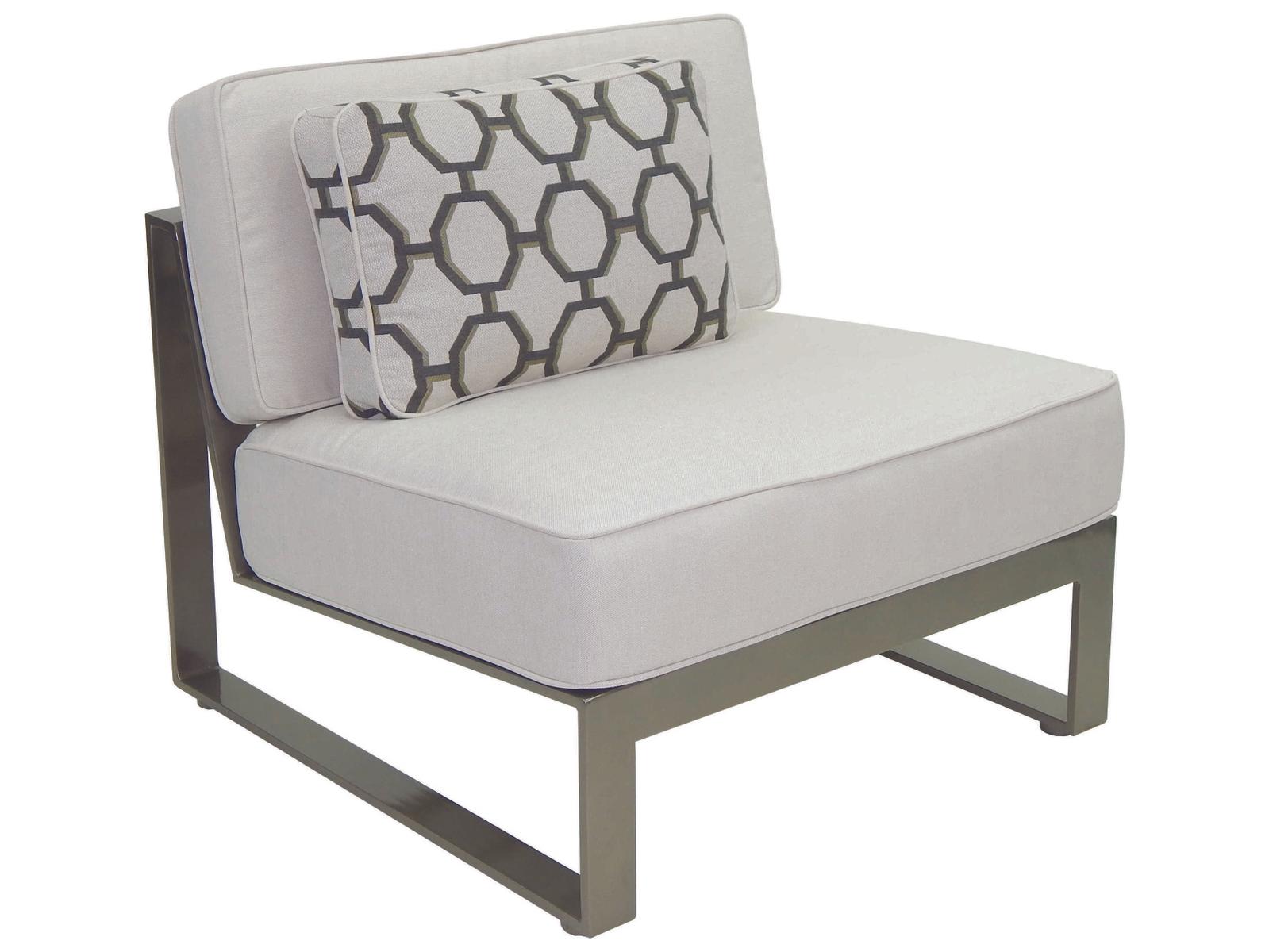Castelle Park Place Sectional Cast Aluminum Armless Lounge Unit with One Pillow