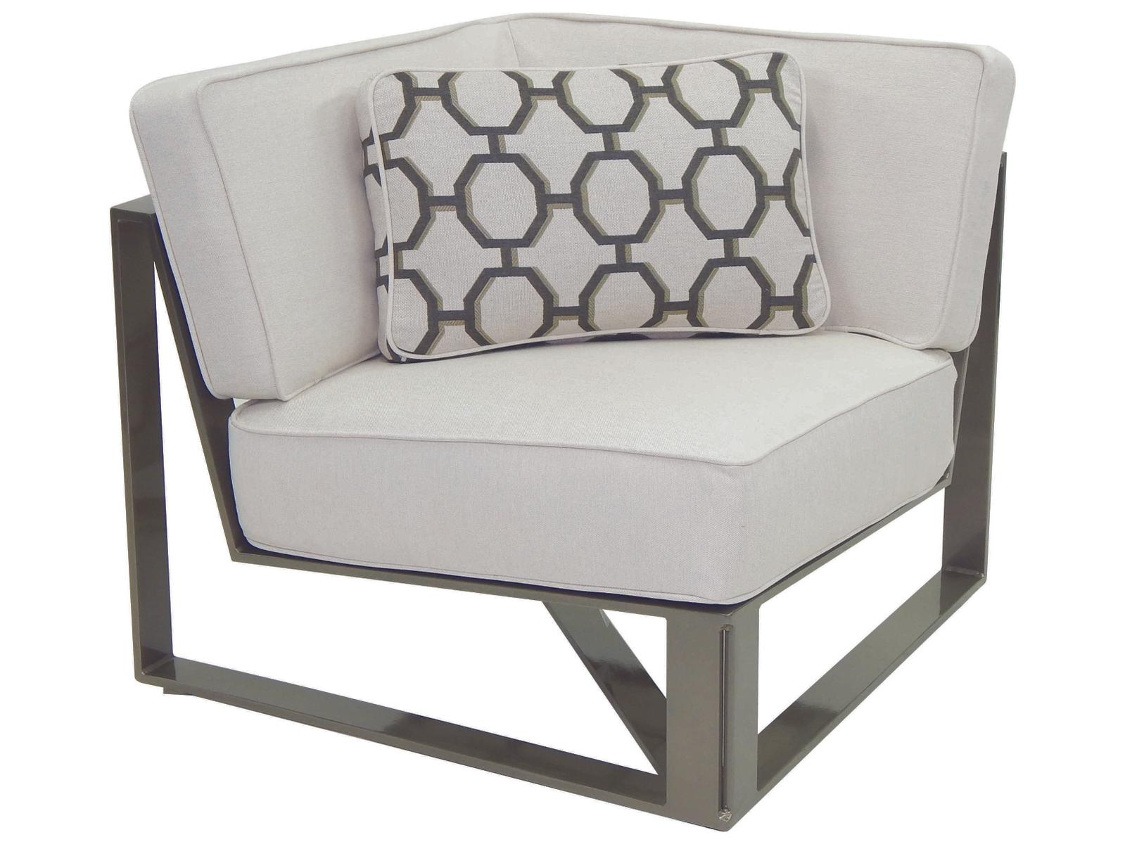 Castelle Park Place Sectional Cast Aluminum Square Corner Unit with One Pillow