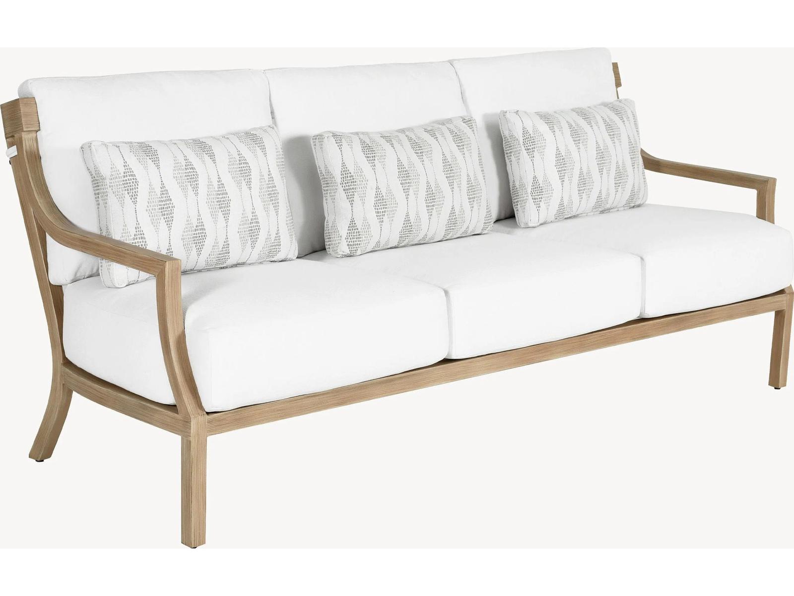 Castelle Nicoya Deep Seating Cast Aluminum Sofa with Three Throw Pillows