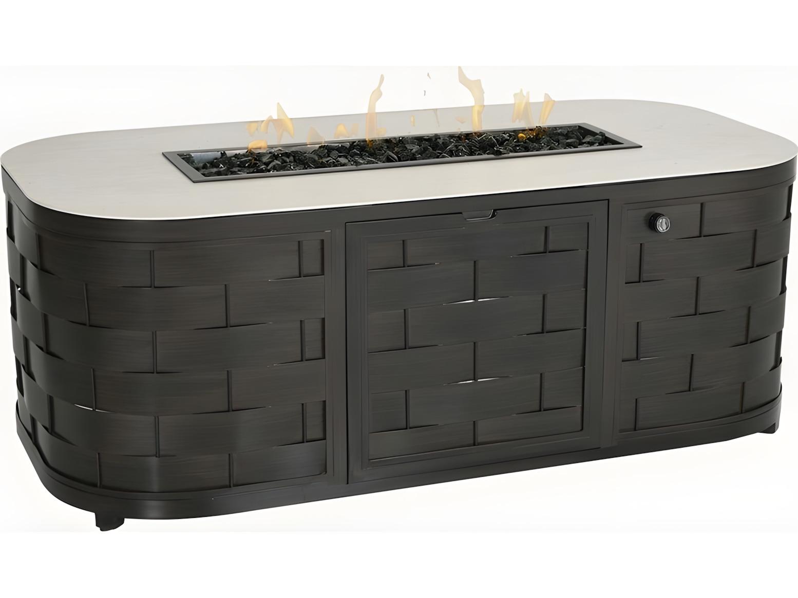 Castelle Biscayne Oval Coffee Table with Firepit