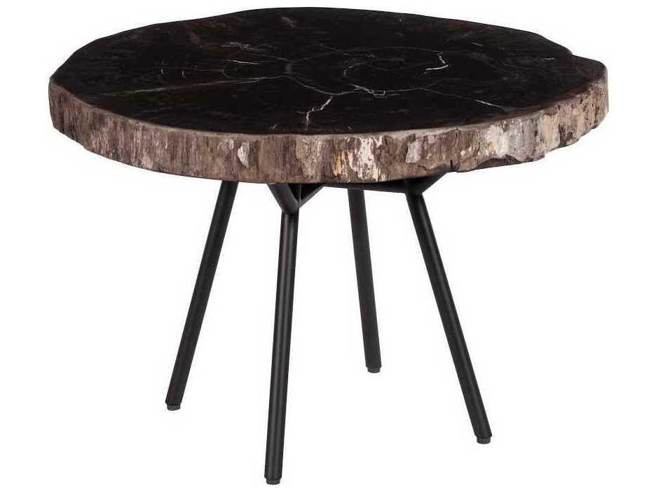 Phillips Collection Elements Petrified Round Wood Black Brown Coffee Table