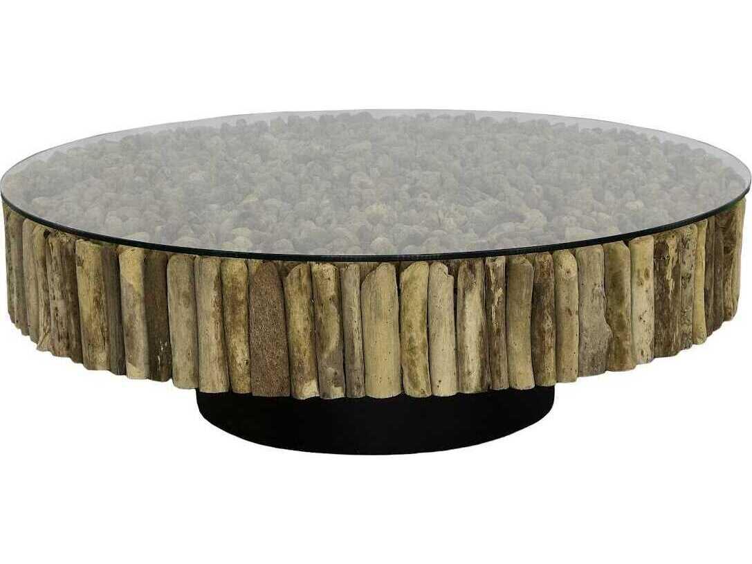Phillips Collection Manhattan Round Glass Brown Black Coffee Table