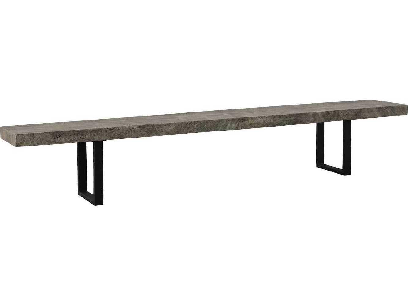 Phillips Collection Origins Straight Edge Gray Stone Black Accent Bench