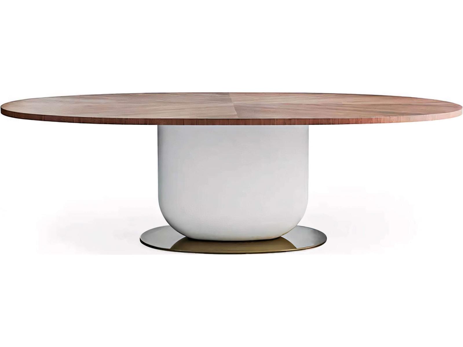 Pianca Ettore Oval Wood Walnut Fog Grey Glossy Bronze Dining Table