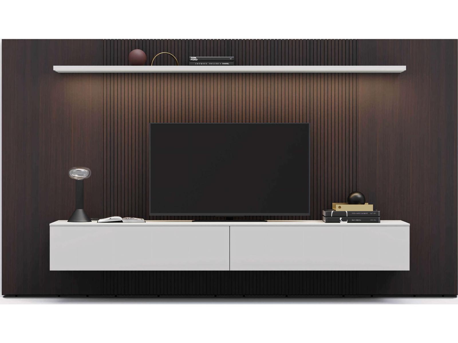 Pianca Spazio 149" Oak Wood Burnt Grey Media Console