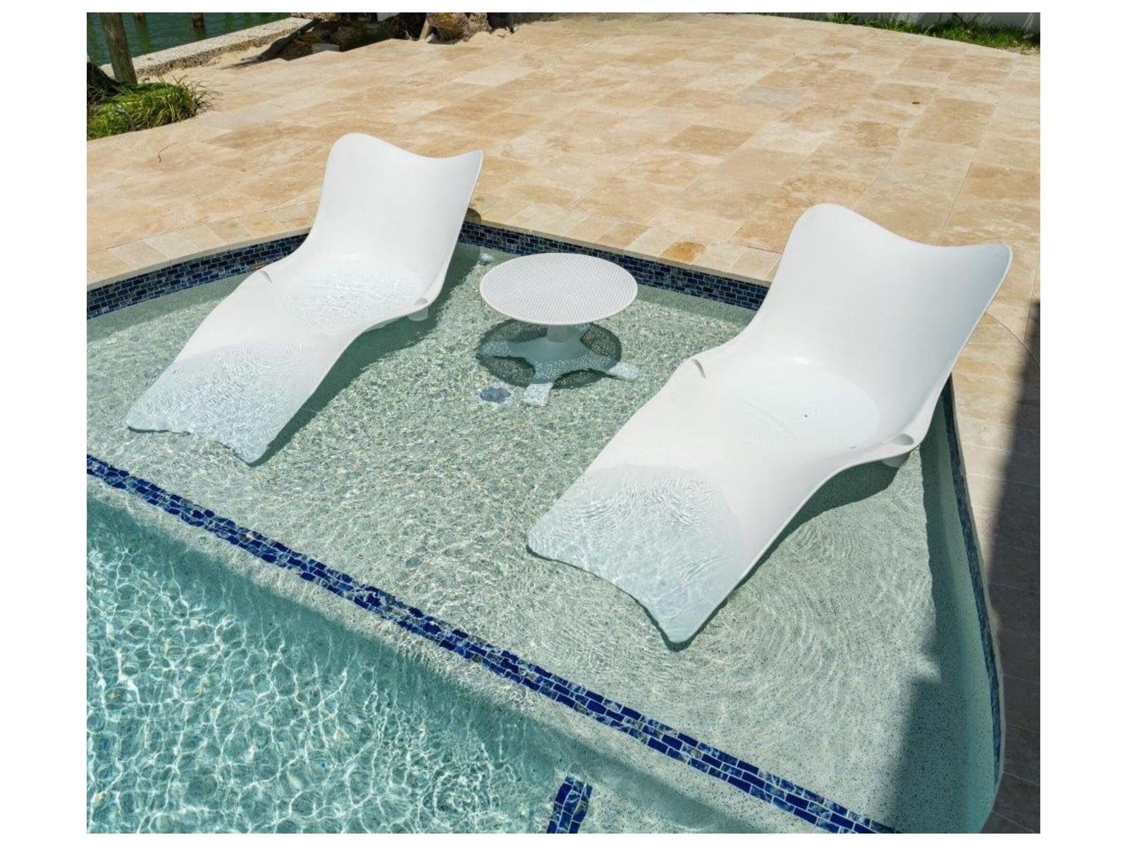 Panama Jack Set of 2 Wave In-Pool Chaise Lounger with End Table