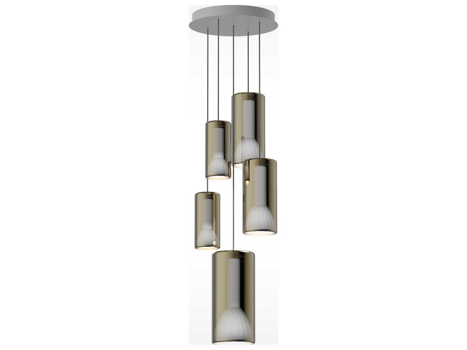 Penta Lit 5-Light Gold Cylinder Pendant