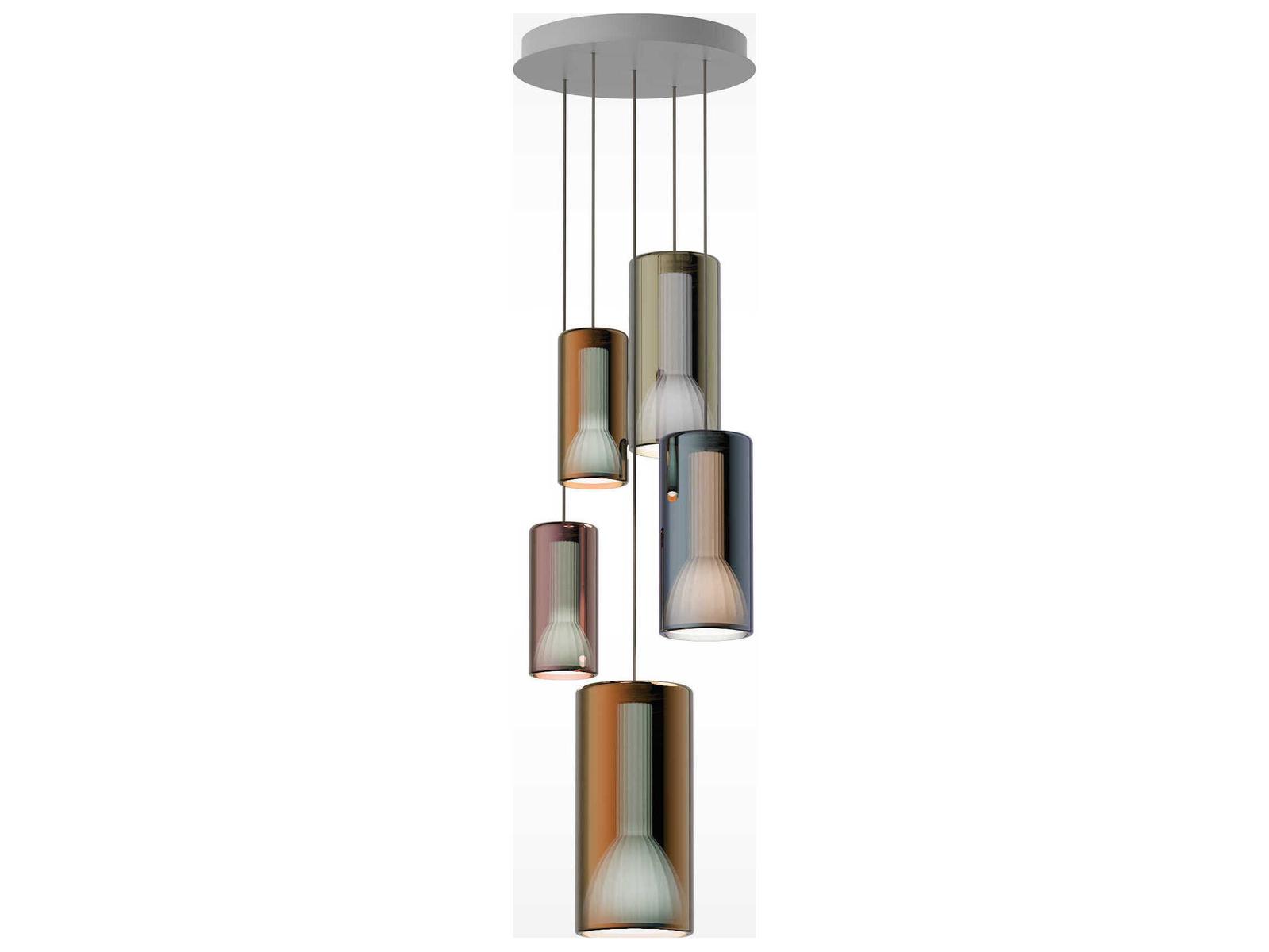 Penta Lit 5-Light Orange Blue Gold Violet Cylinder Pendant