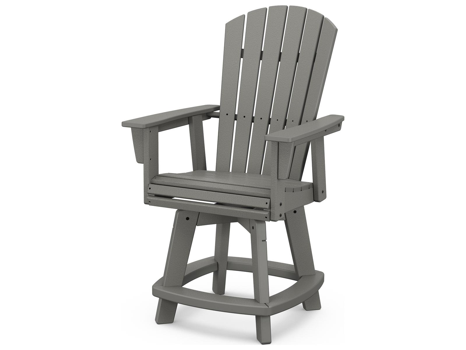 POLYWOOD® Nautical Recycled Plastic Adirondack Swivel Patio Counter Chair