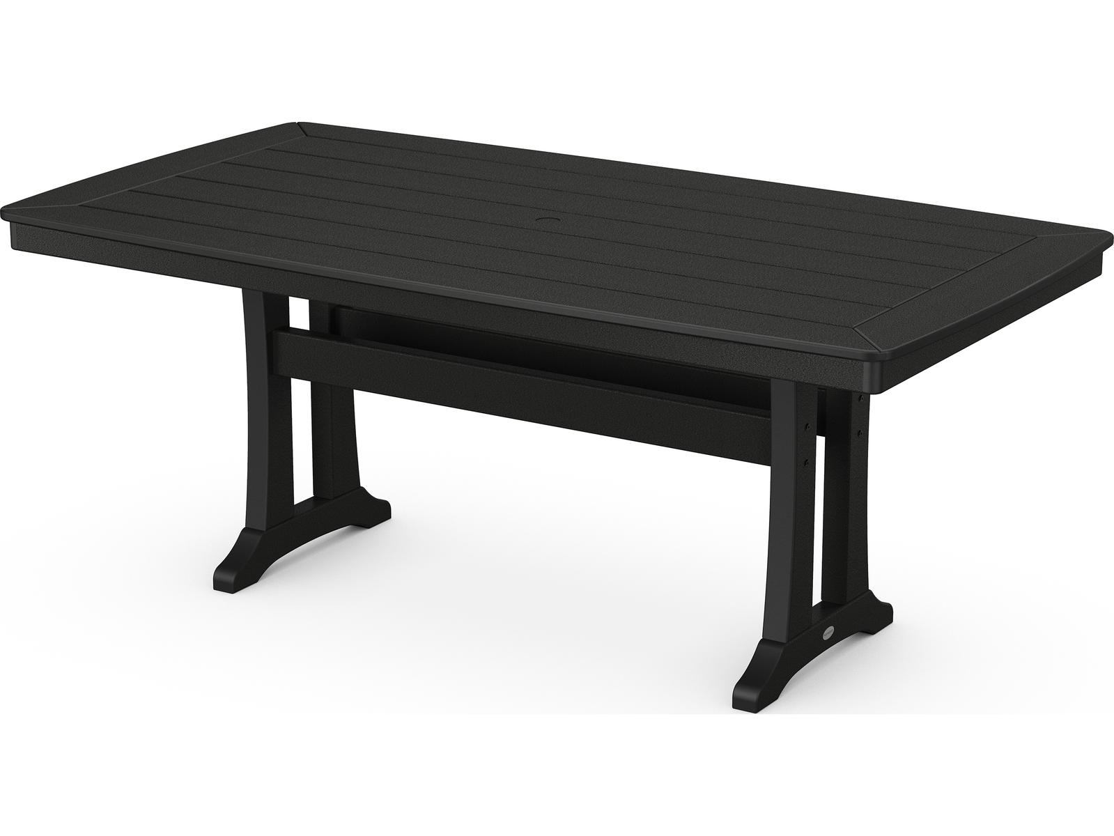 POLYWOOD® Nautical Recycled Plastic Rectangular Patio Dining Table with Umbrella Hole
