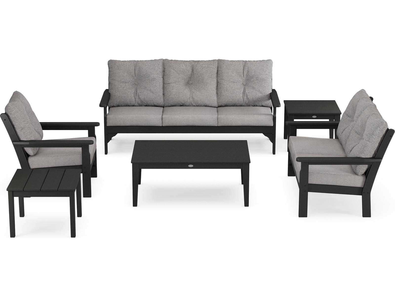 POLYWOOD® Vineyard Recycled Plastic 6 Piece Deep Seating Outdoor Lounge Set