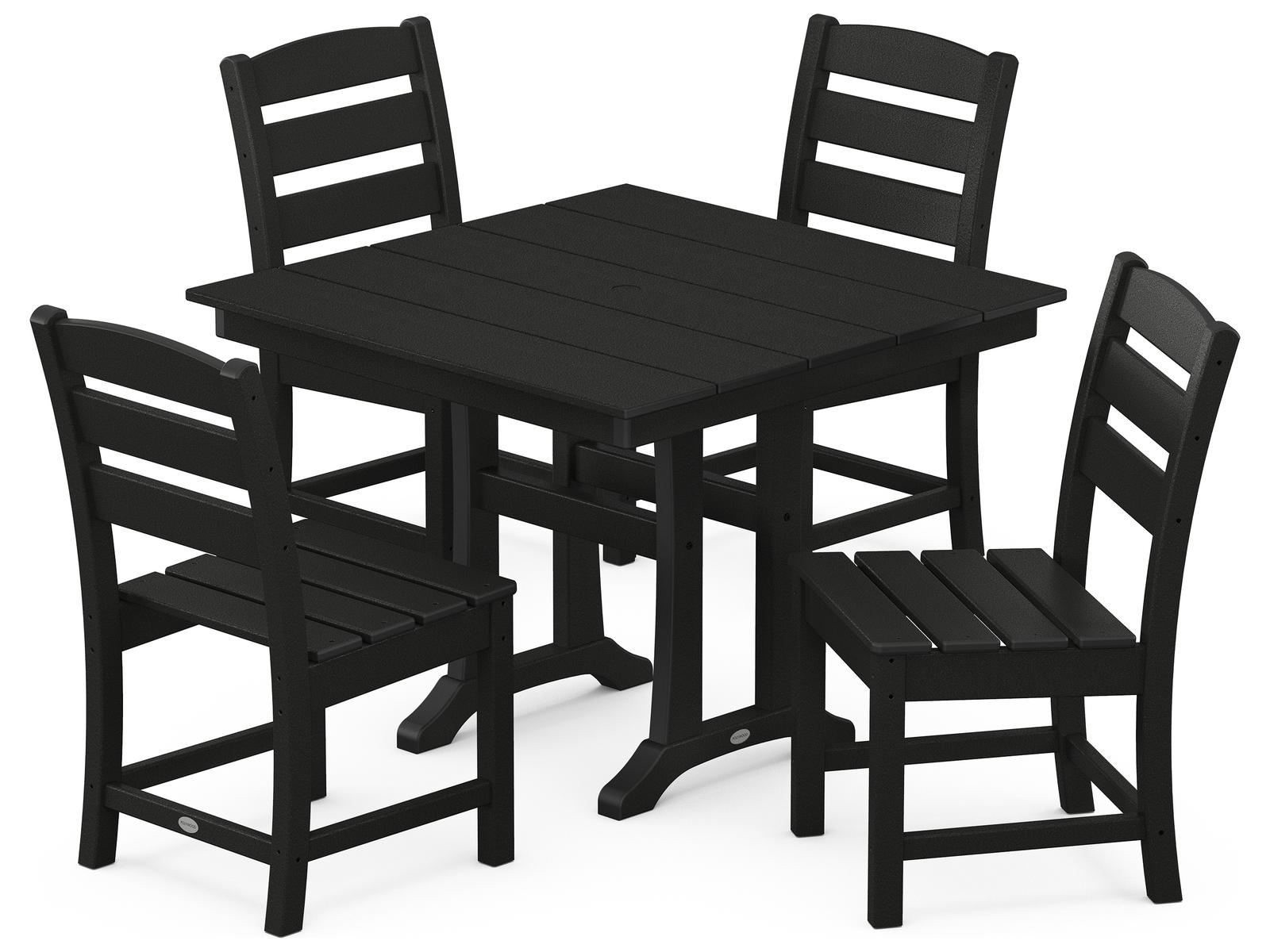 POLYWOOD® Lakeside Recycled Plastic 5 Piece Farmhouse Trestle Patio Dining Set