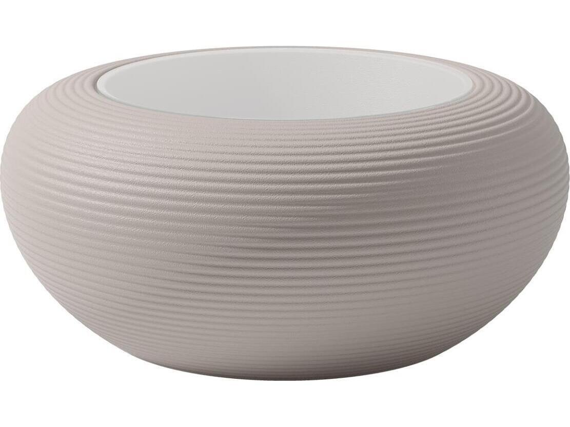 Qeeboo Outdoor Nami Dove Grey Recycled Plastic Round End Table