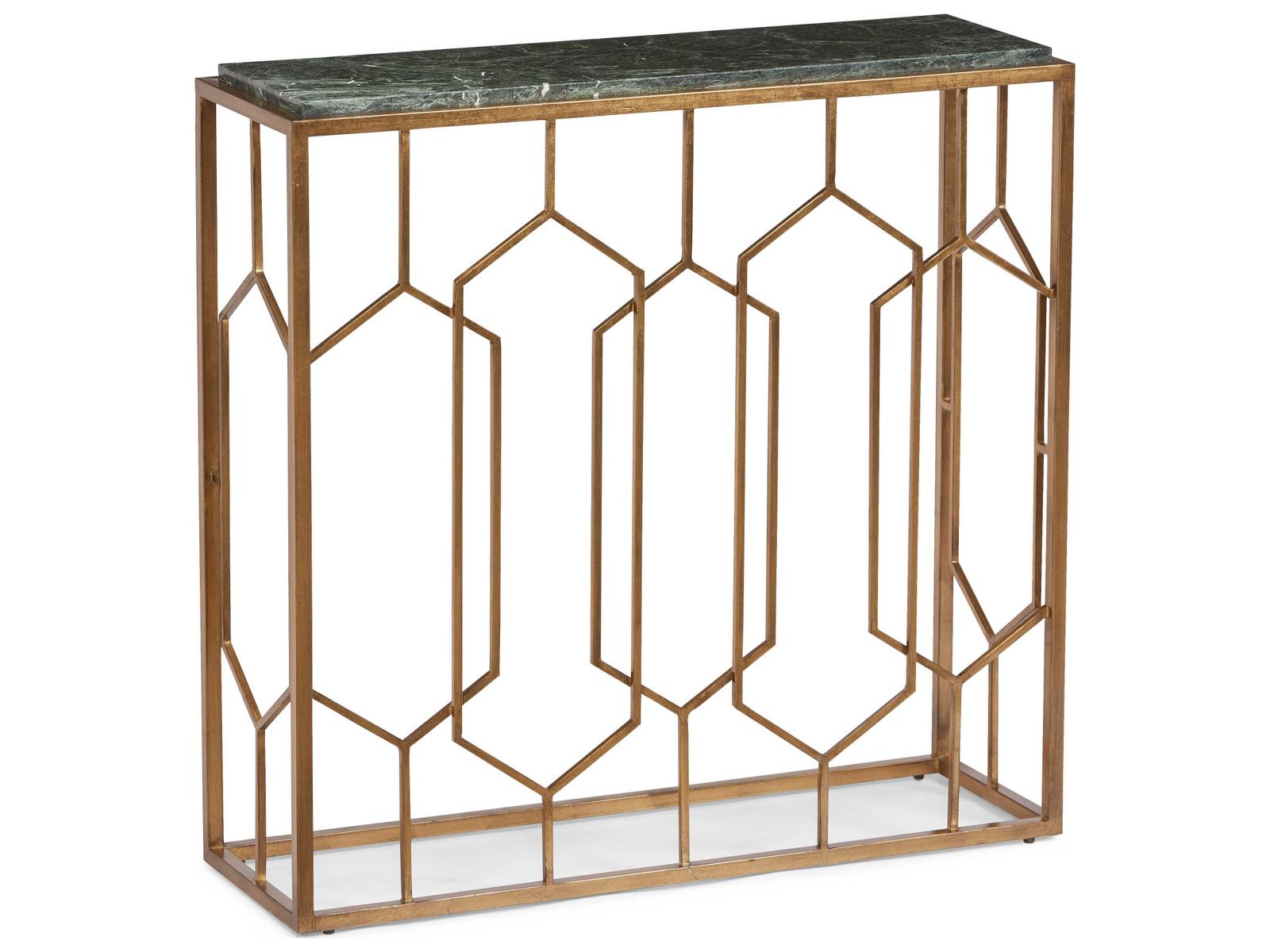 Sherrill Occasional Bruno Console Table — Gold Leaf with Tikal Green ...