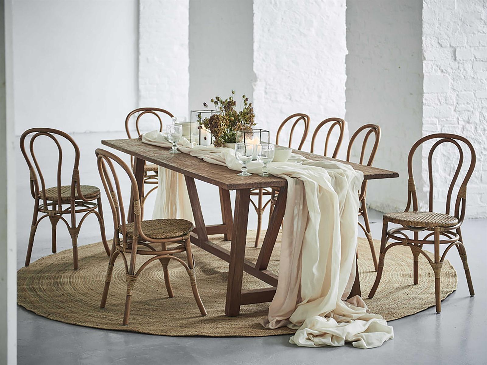 Sika Indoor Teak Rattan Dining Room Set