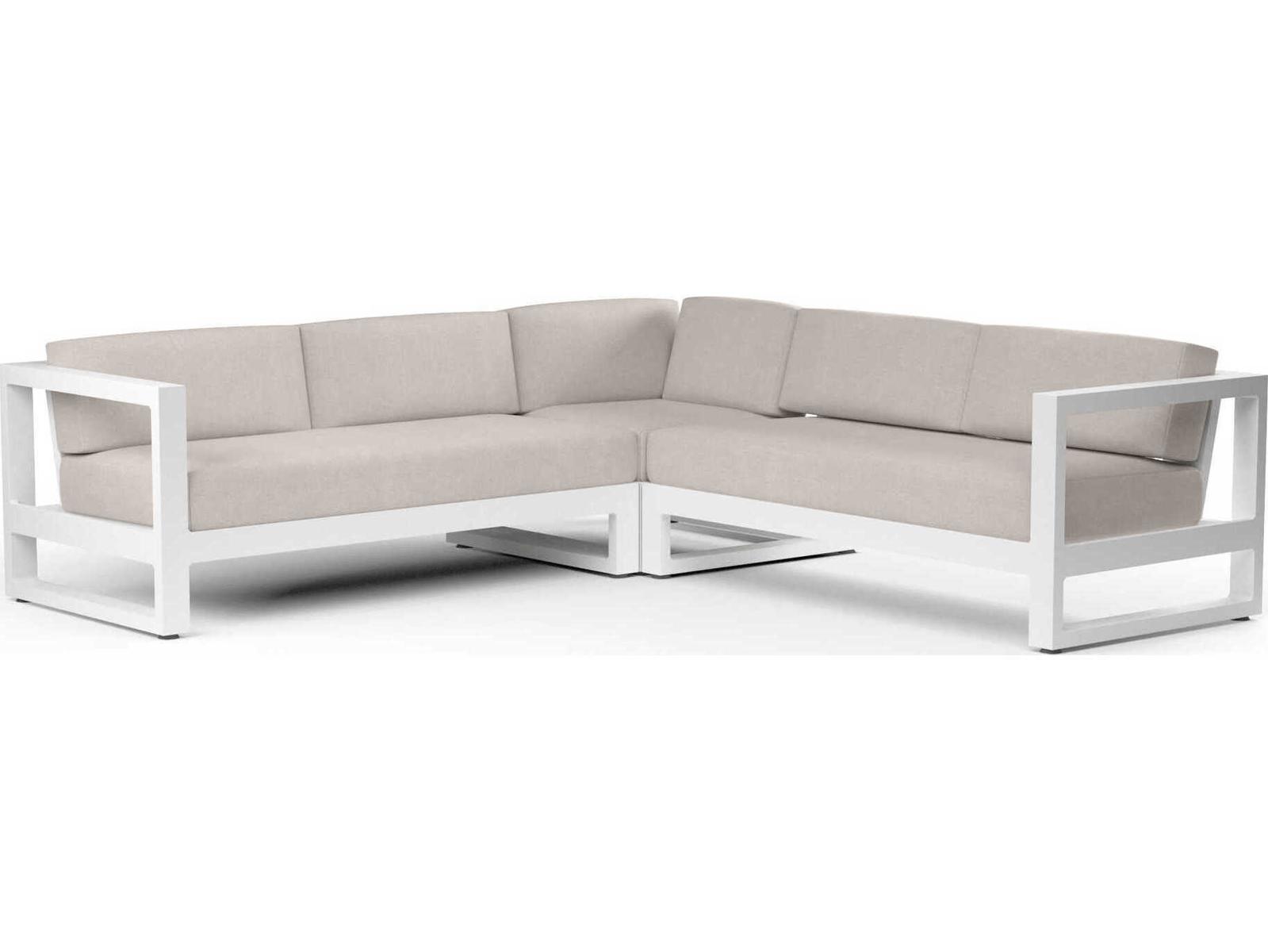Sunset West Newport Frost Aluminum Cushion Sofa