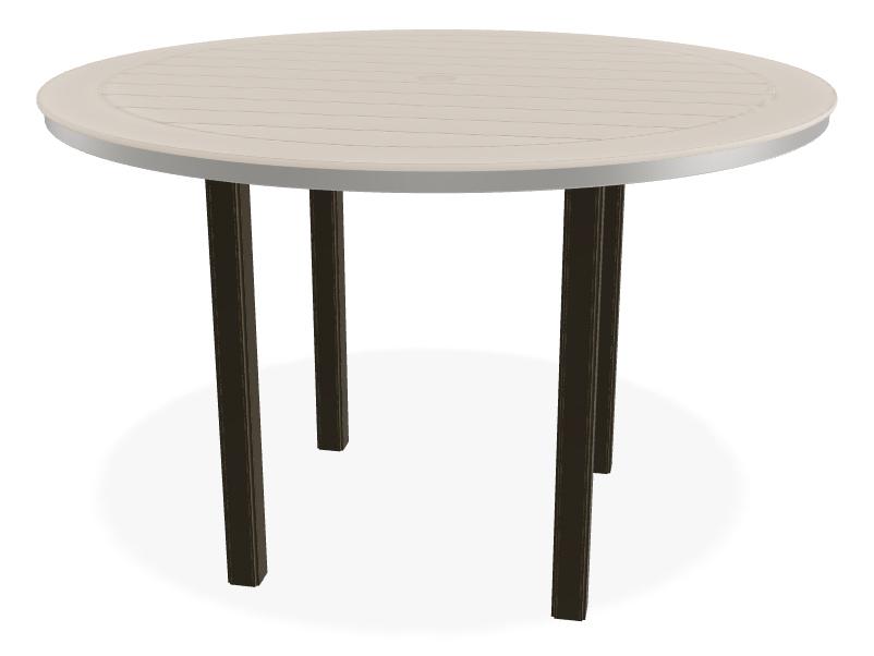 Telescope Casual Marine Grade Polymer Round Outdoor Bar Height Table with Umbrella Hole