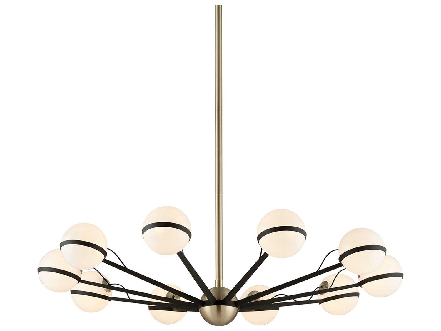 Troy Lighting Ace 10-Light Textured Bronze And Brushed Brass Glass Globe Chandelier
