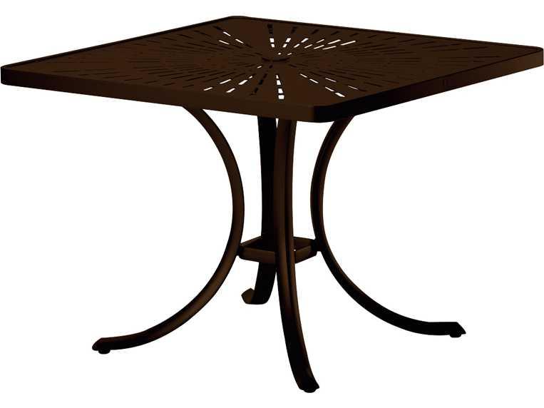 Tropitone La Stratta Aluminum Square Outdoor Patio Dining Table with Umbrella Hole