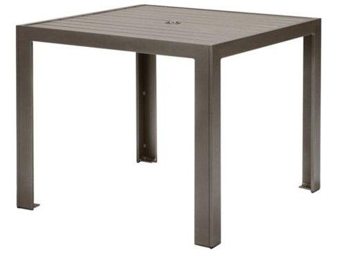 Tropitone Aluminum Slat Square Outdoor Patio Bar Table with Umbrella Hole
