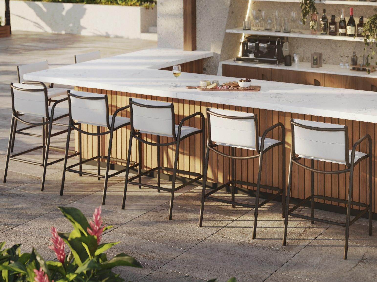 Tropitone Millennia Padded Sling Aluminum Bar Stool Set