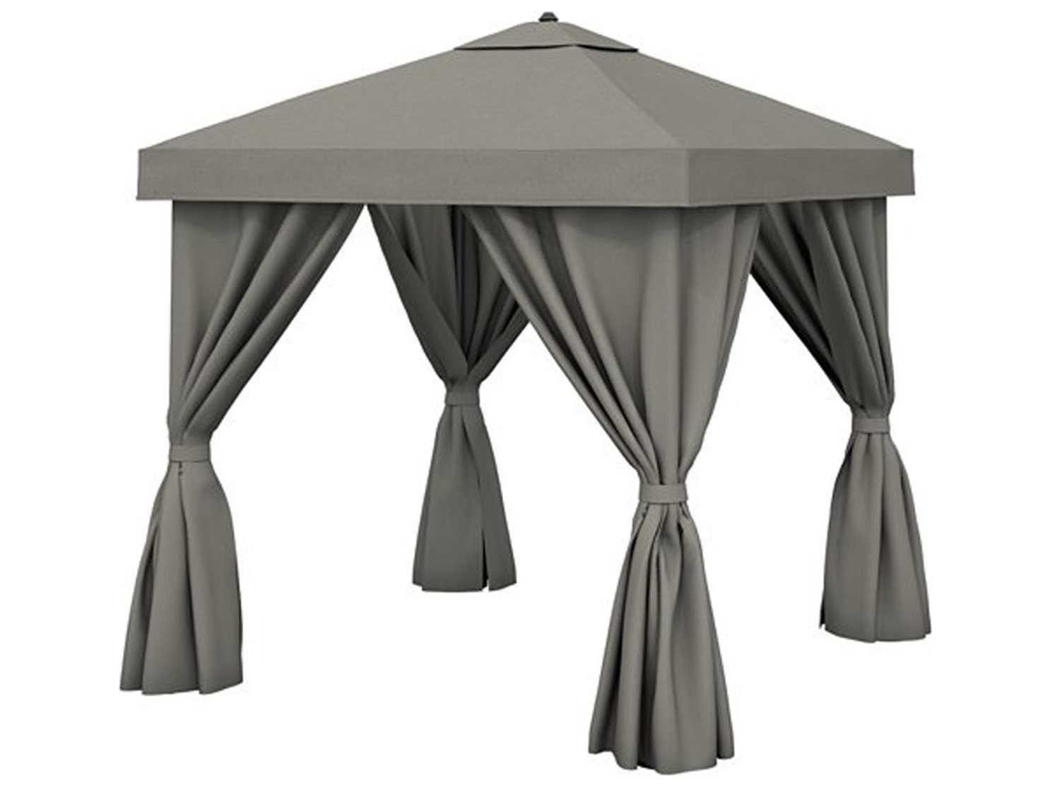 Tropitone Cabana Pavilion Aluminum 12 Square with Vent and Fabric Curtains