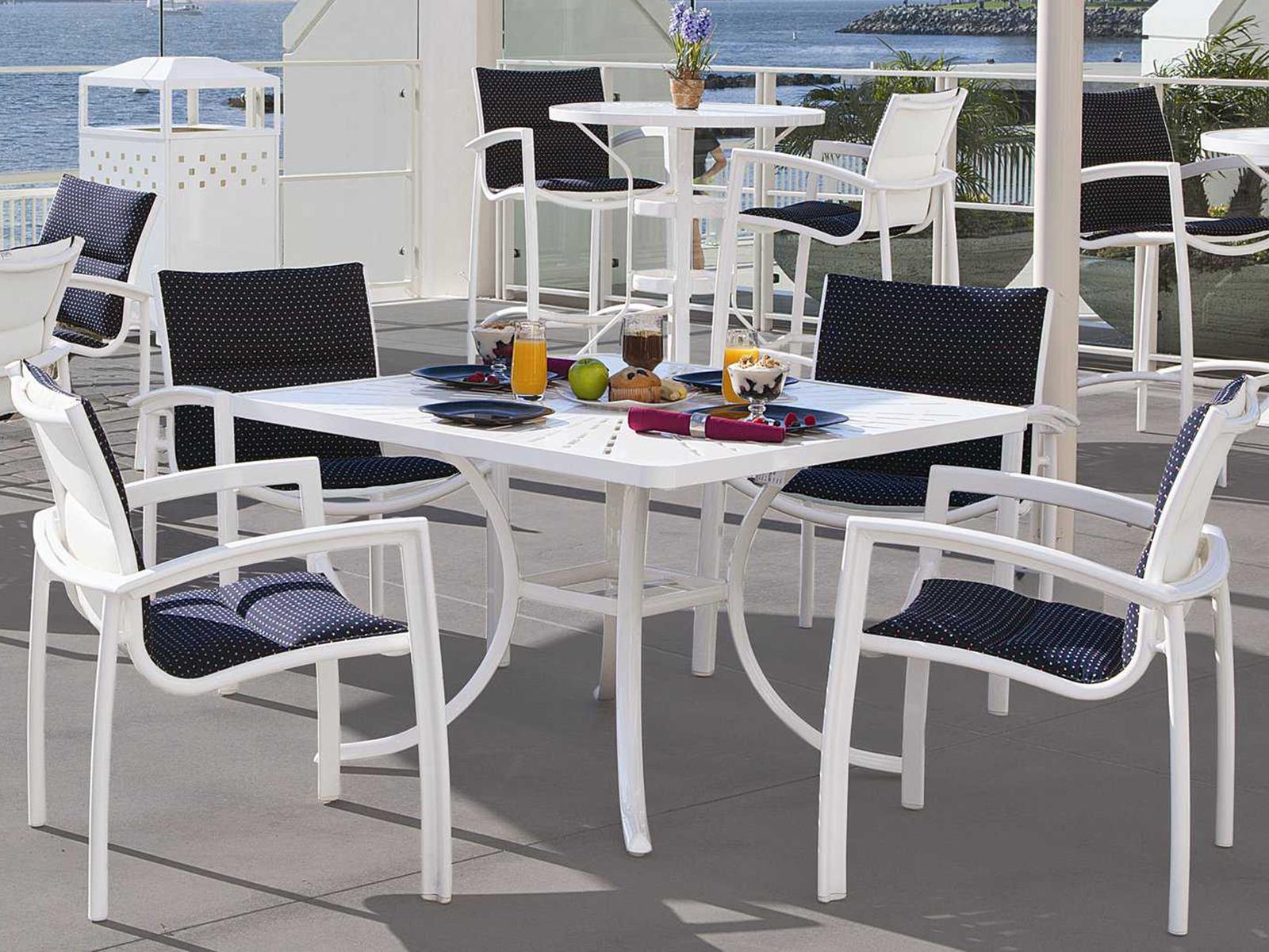 Tropitone South Beach Padded Sling Aluminum Outdoor Patio Dining Set