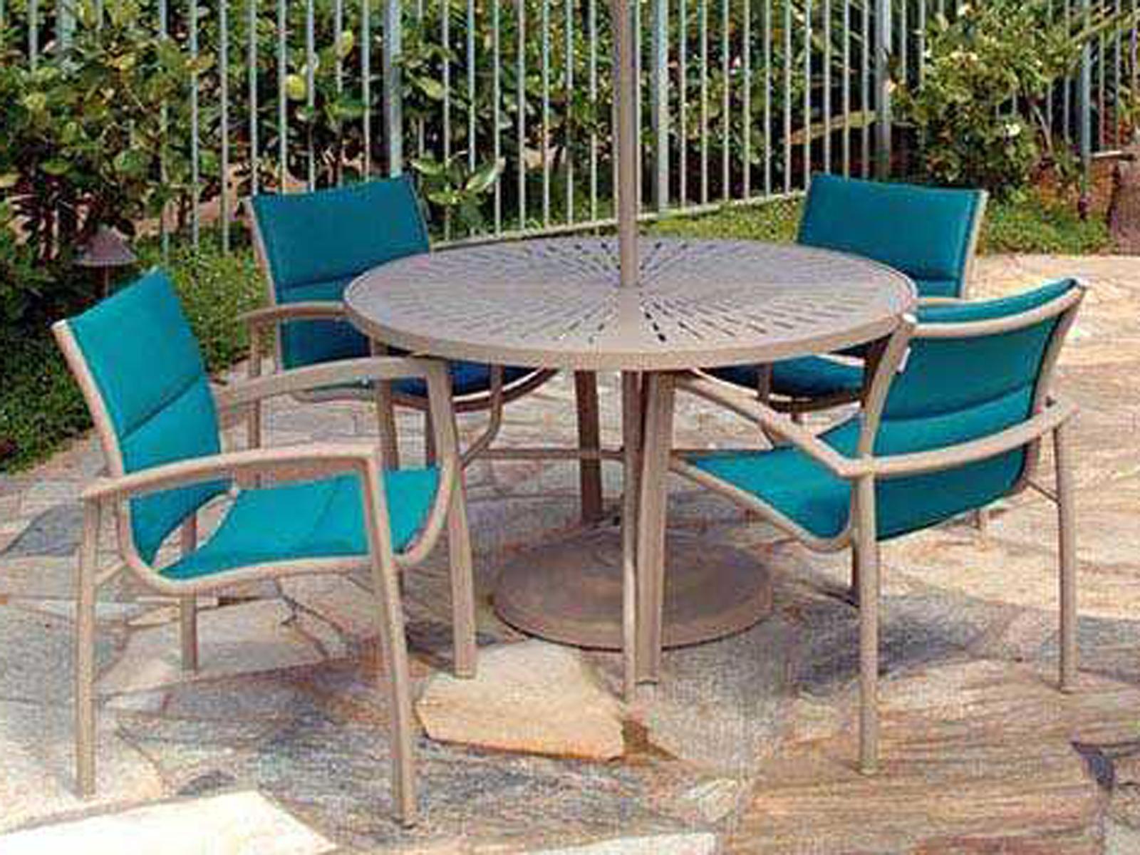 Tropitone South Beach Padded Sling Aluminum Outdoor Patio Dining Set