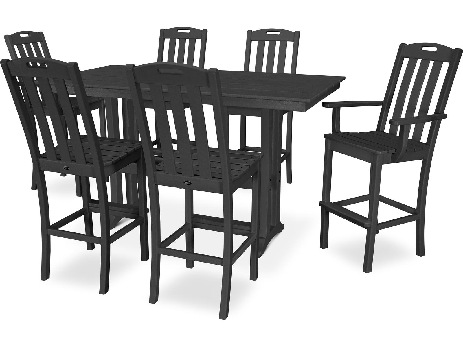 Trex® Outdoor Furniture™ Yacht Club Recycled Plastic 7 Piece Farmhouse Trestle Bar Set