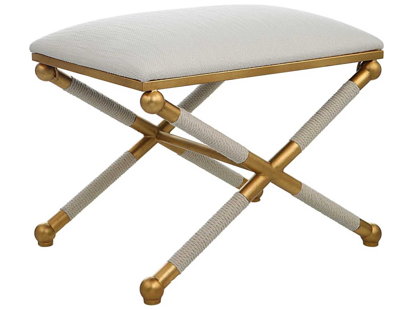 Uttermost Gold Leaf Upholstered Accent Stool