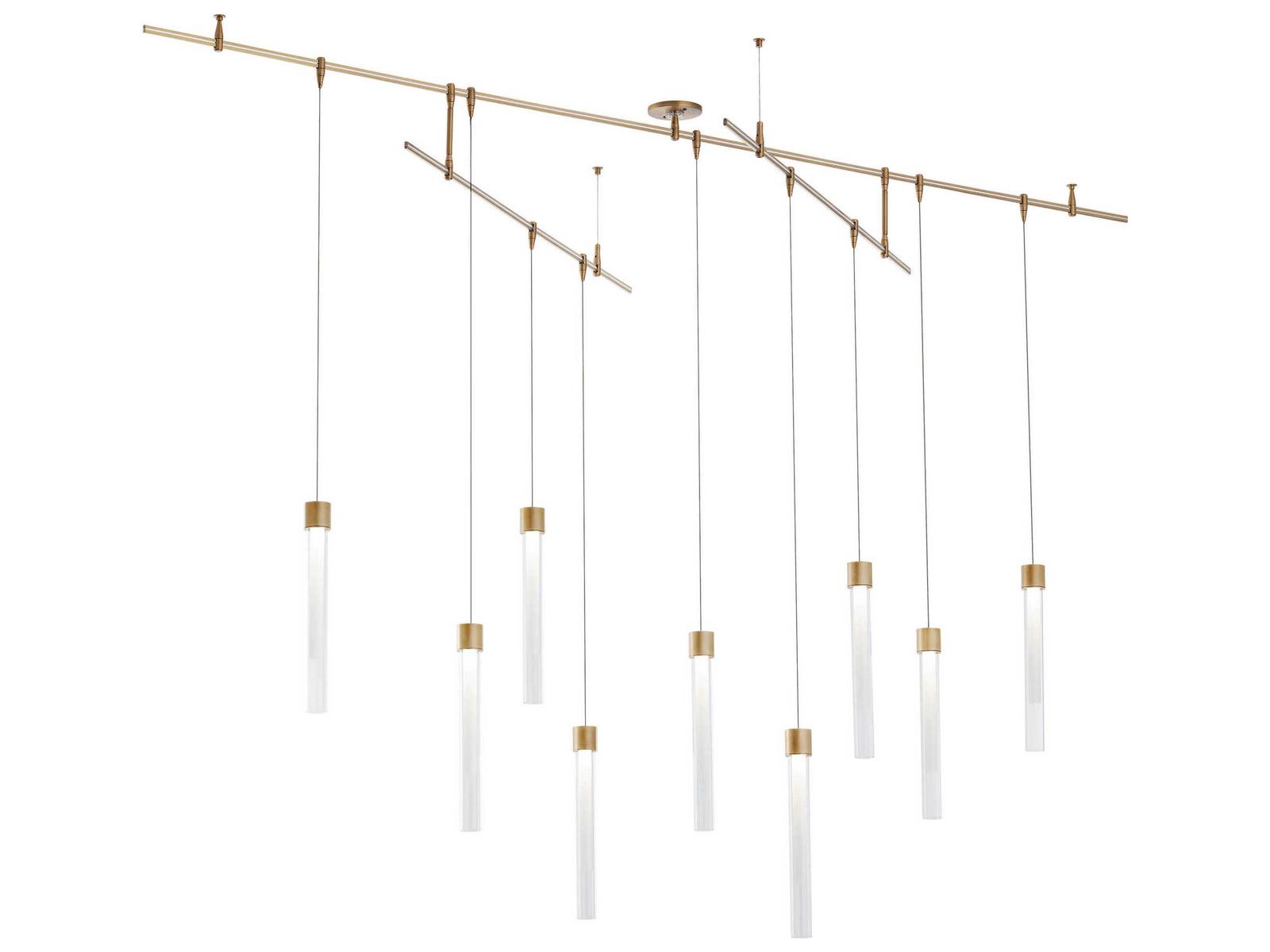 Visual Comfort Modern Linger 9-Light Natural Brass Linear Chandelier