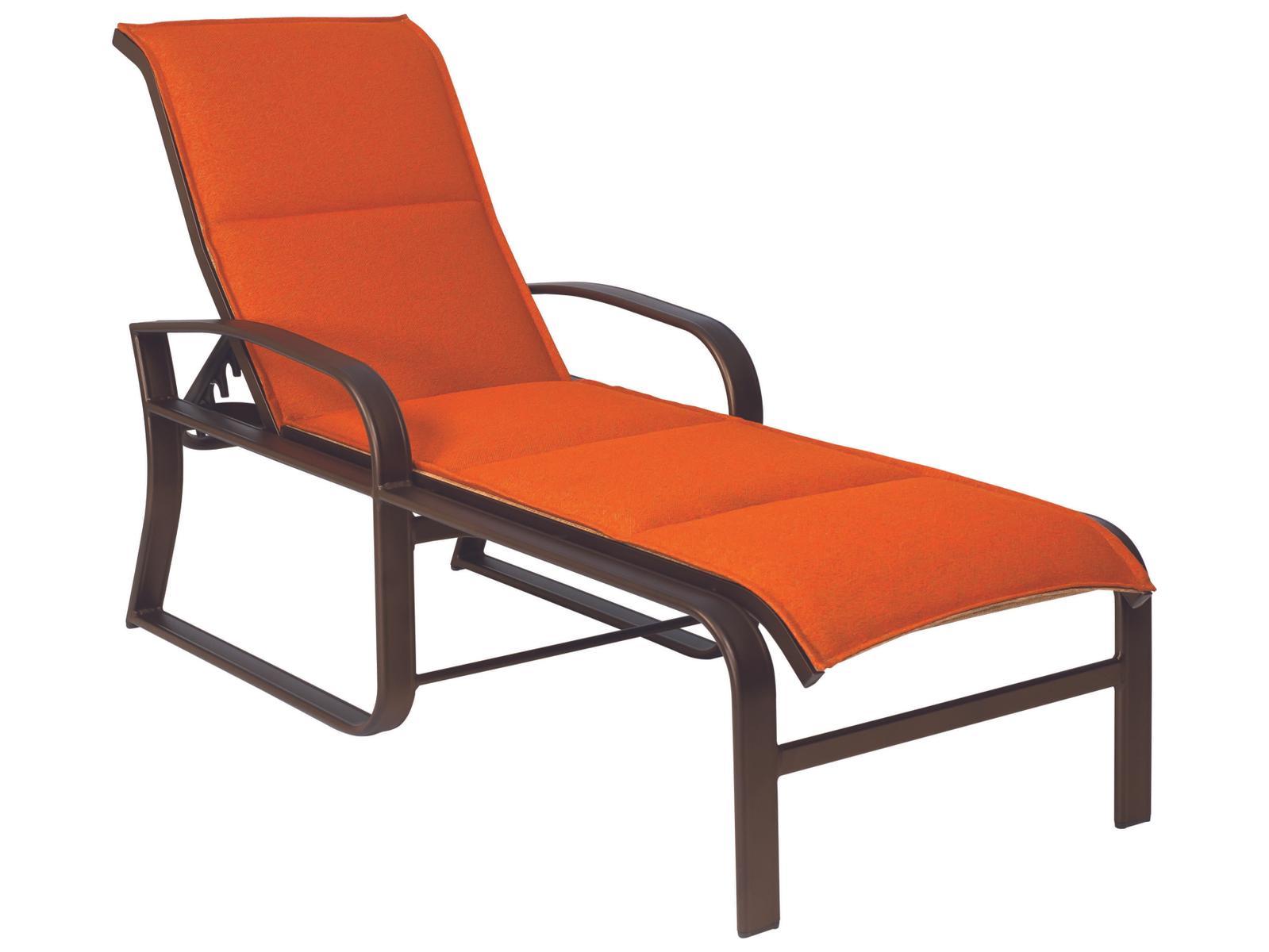 Woodard Cayman Isle Padded Sling Aluminum Adjustable Outdoor Patio Chaise Lounge