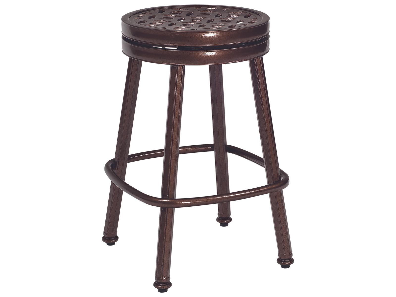 Woodard Casa Cast Aluminum Round Swivel Outdoor Counter Stool with Cushion