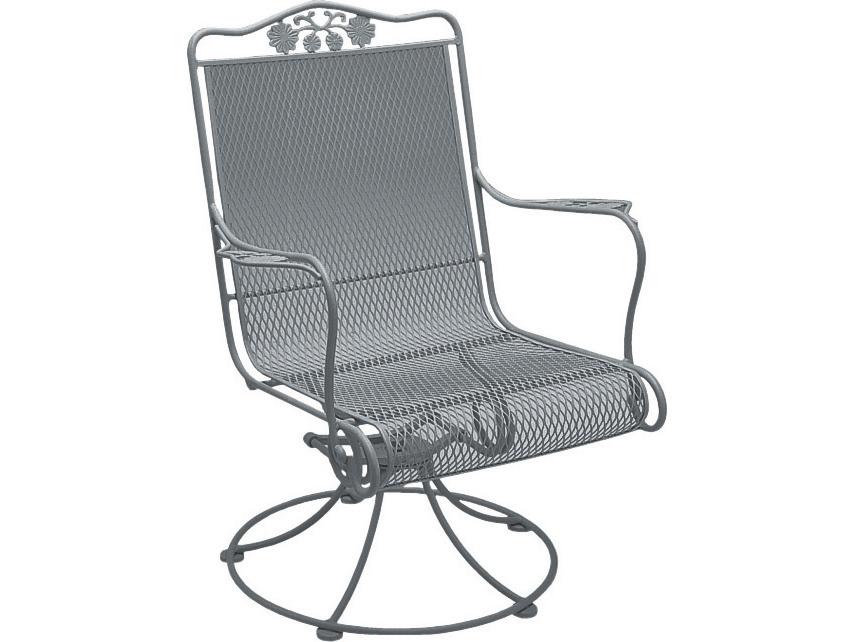 Woodard Briarwood Wrought Iron High Back Swivel Rocker Outdoor Dining Arm Chair