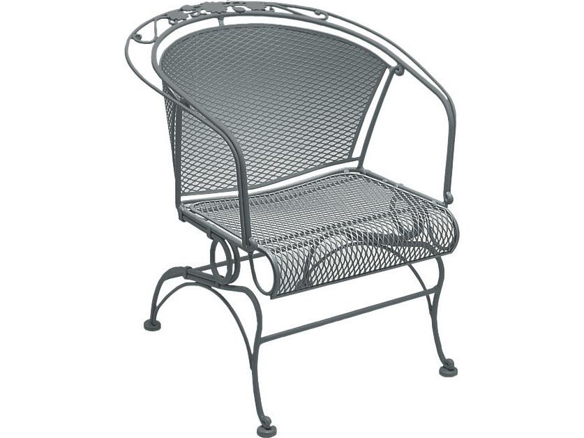 Woodard Briarwood Wrought Iron Coil Spring Barrel Outdoor Dining Arm Chair