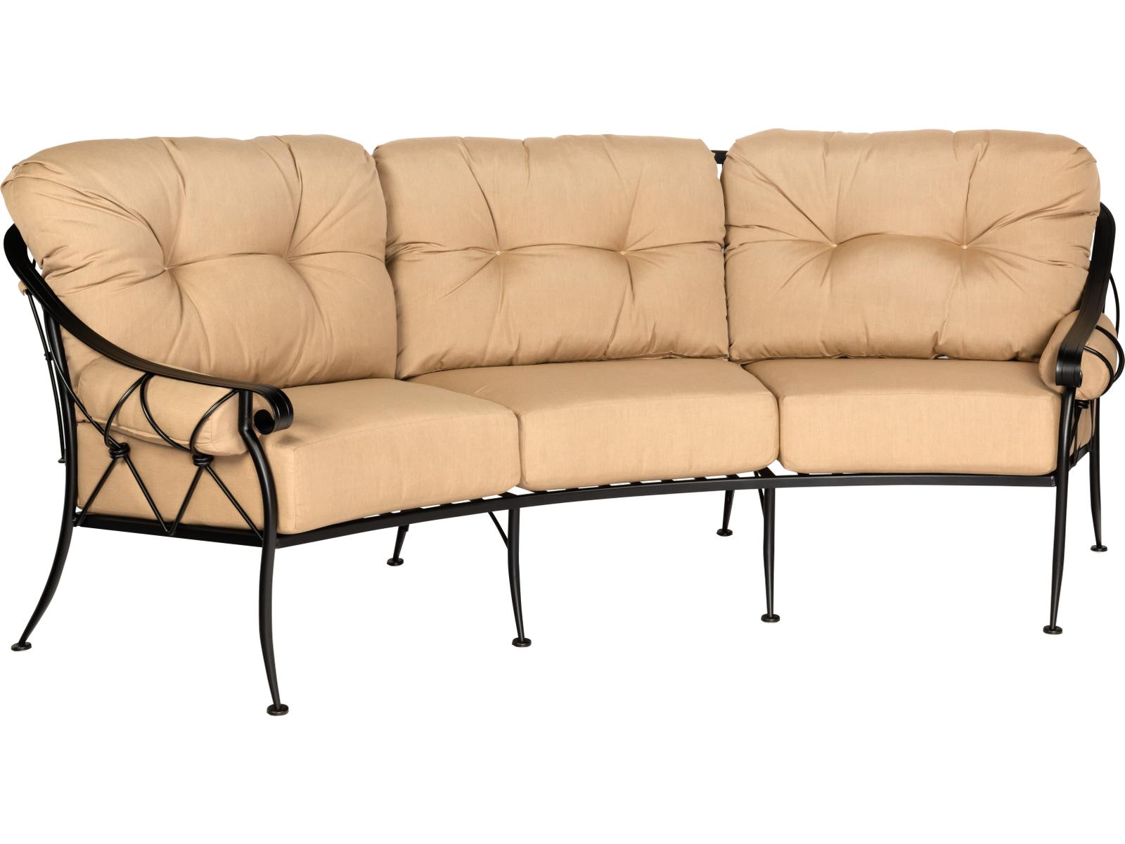 Woodard Derby Cushion Wrought Iron Crescent Outdoor Sofa