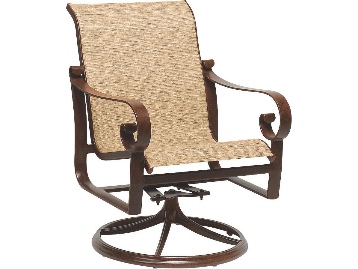Woodard Belden Sling Aluminum Swivel Rocker Outdoor Patio Dining Arm Chair
