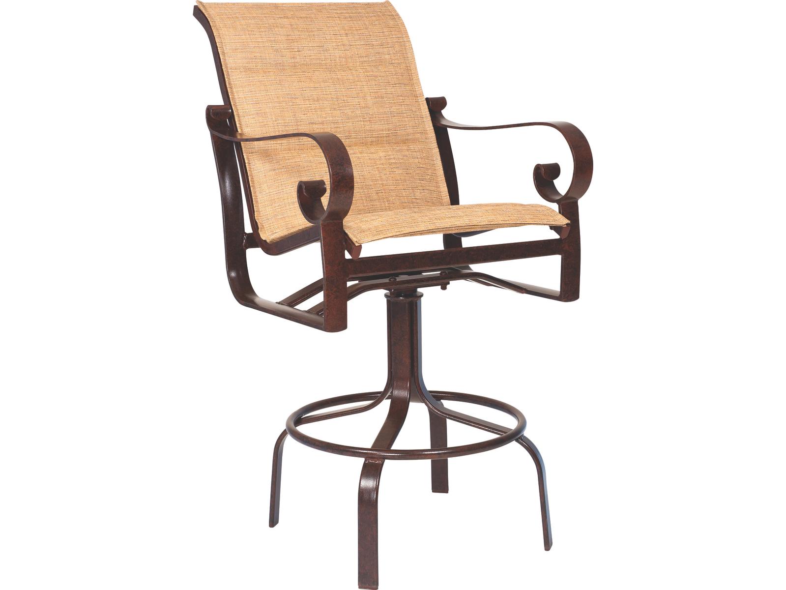 Woodard Belden Padded Sling Aluminum Swivel Outdoor Patio Bar Stool