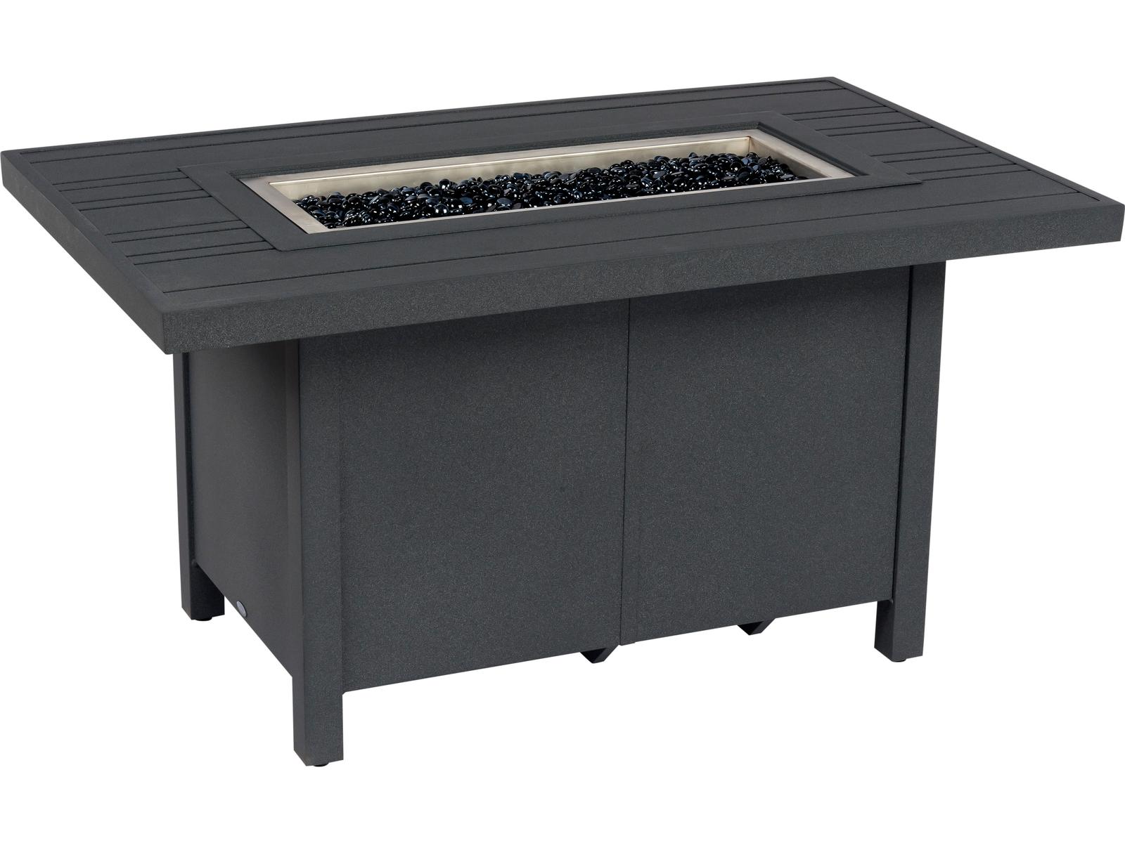 Woodard Aluminum Rectangular Tri-Slat Top Chat Height Outdoor Fire Pit Table