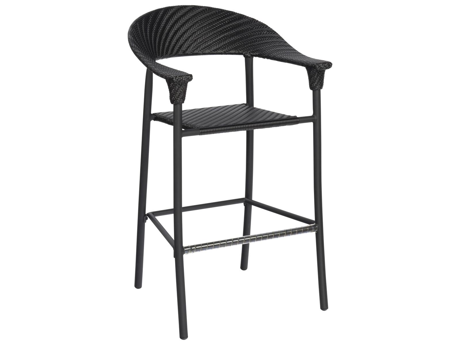 Woodard Whitecraft Barlow Wicker Patio Bar Stool with Cushion
