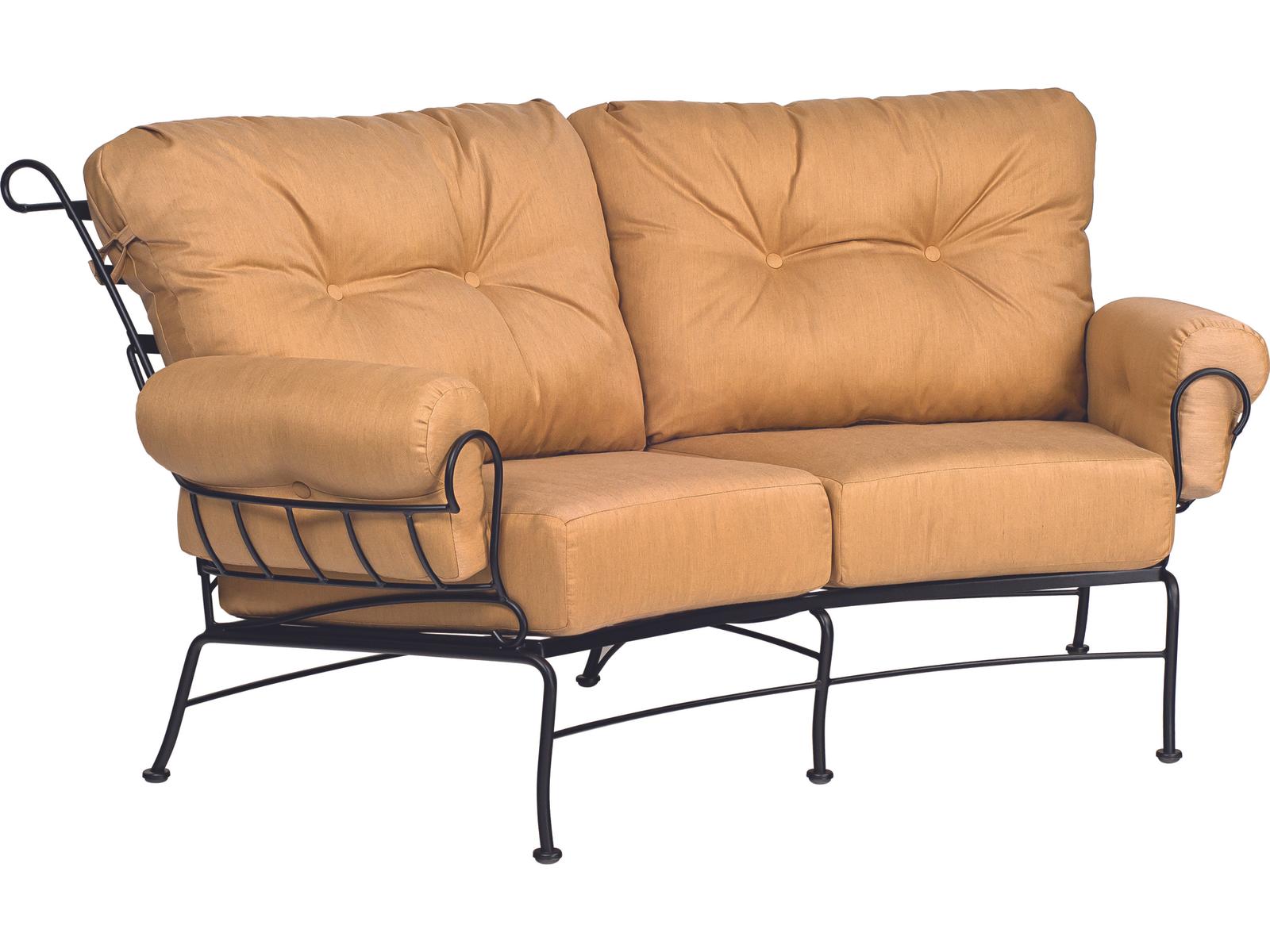 Woodard Terrace Cushion Wrought Iron Crescent Outdoor Patio Loveseat