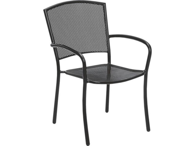 Woodard Albion Wrought Iron Stackable Outdoor Dining Arm Chair -Textured Black