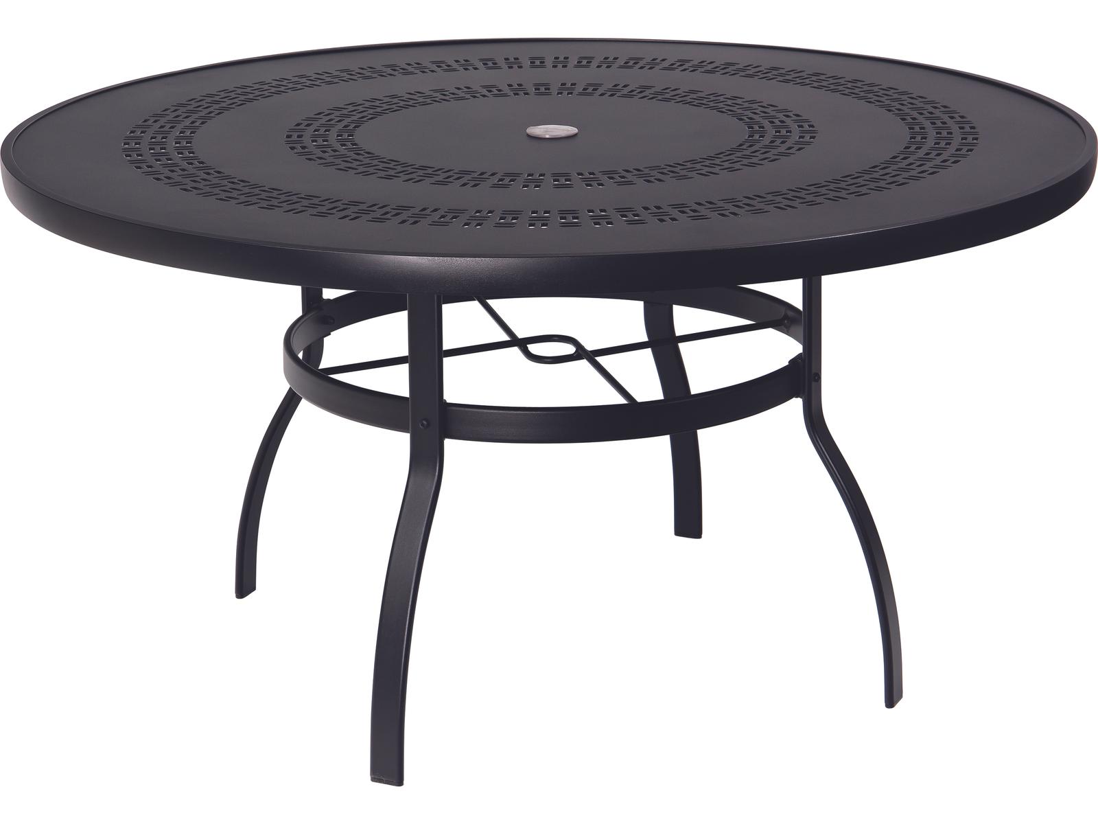 Woodard Aluminum Deluxe Round Trellis Top Table with Umbrella Hole